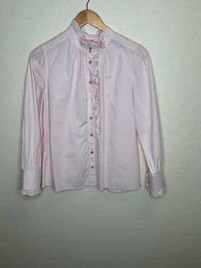 Rebecca Taylor Light Pink Ruffle Button-Down Blouse